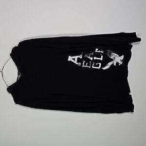 American Eagle XL black vintage fit hooded long sleeve shirt